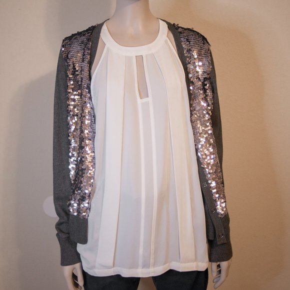 Michael Kors Grey Sequin Cardigan - Picture 3 of 7